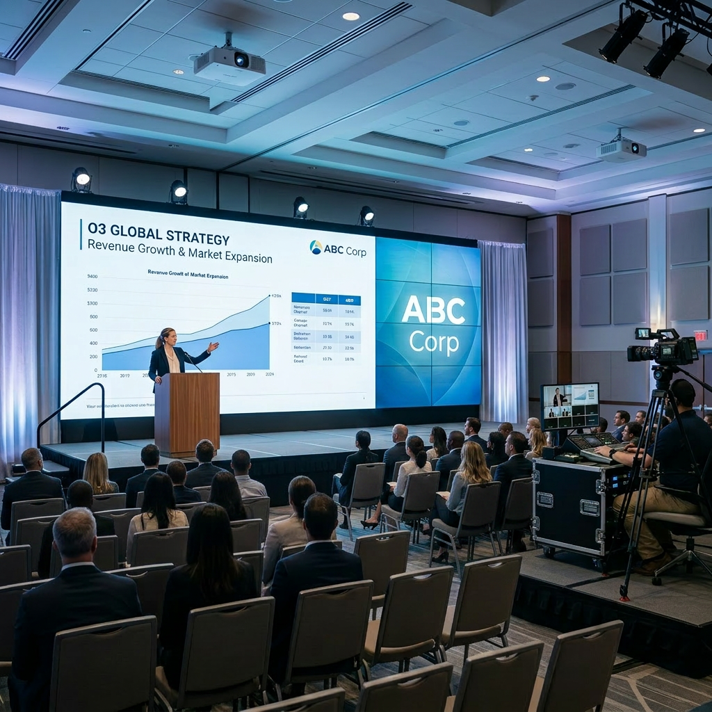 A presentation with AV components designed and executed by Chandelier Events.